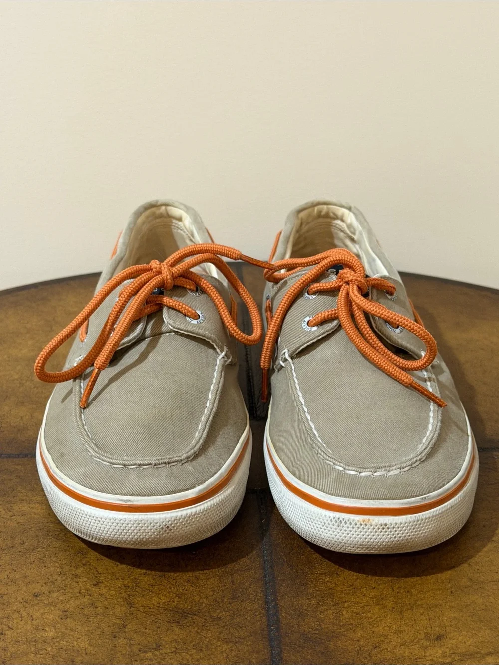 MEN’S SPERRY TOP SIDER SHOES SIZE 10.5 STYLE # 10771188 IN TAN WHITE ORANGE